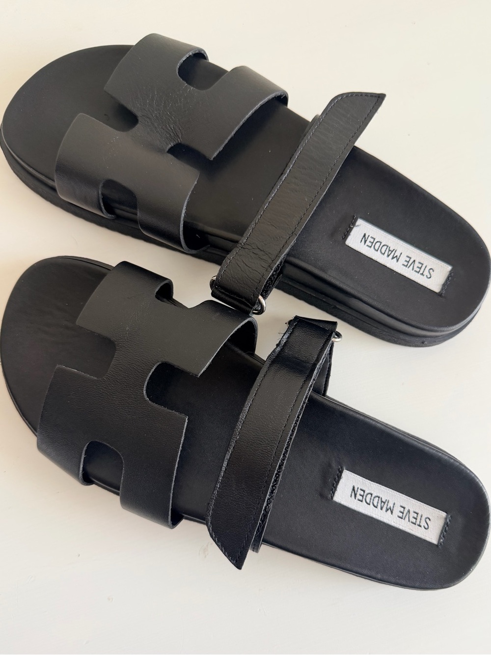 Steve Madden Black H-Band Mayven Slide Sandals | Size 9.5